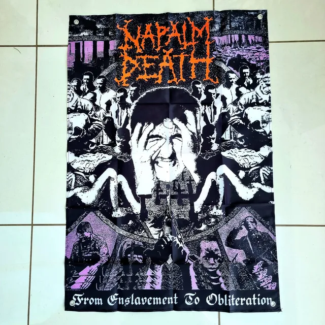 napalm-death-from-enslavement-to-obliteration-drapeau-tissu-100x70 image 1