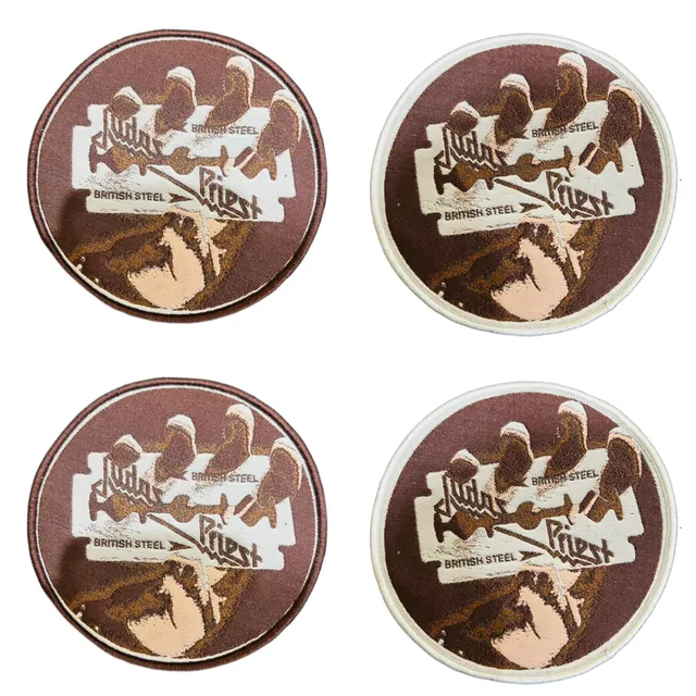 judas-priest-british-steel-patch-tiss-bordure-marron-woven image 1