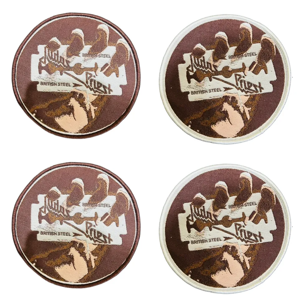 judas-priest-british-steel-patch-tiss-bordure-marron-woven image 1