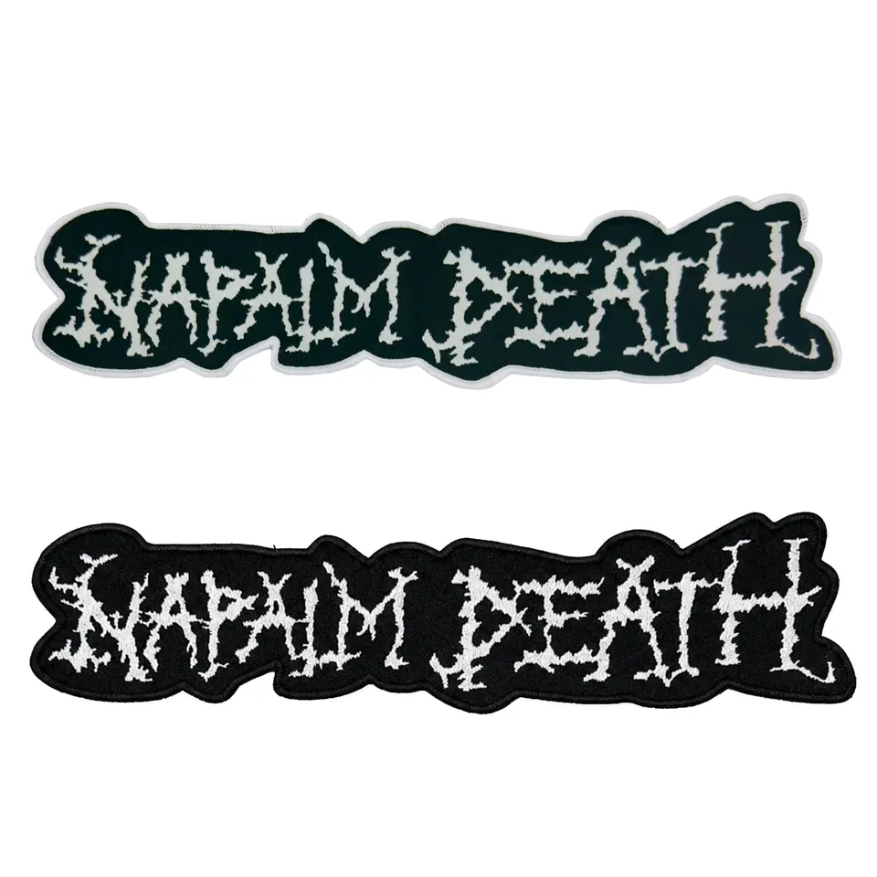 783punx-oversized-patch-napalm-death-logo-patch-dos-blanc-bordure-noire image 1