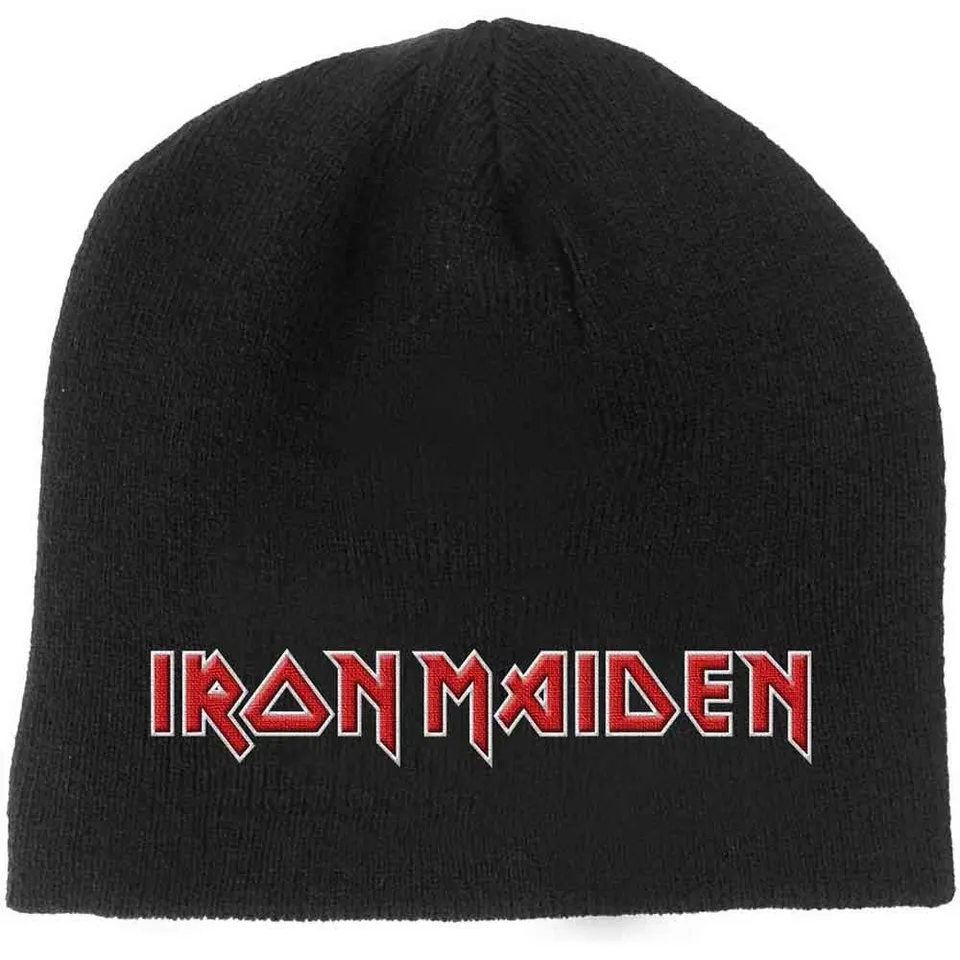 iron-maiden-logo-bonnet-beanie-noir-brod-officiel image 1