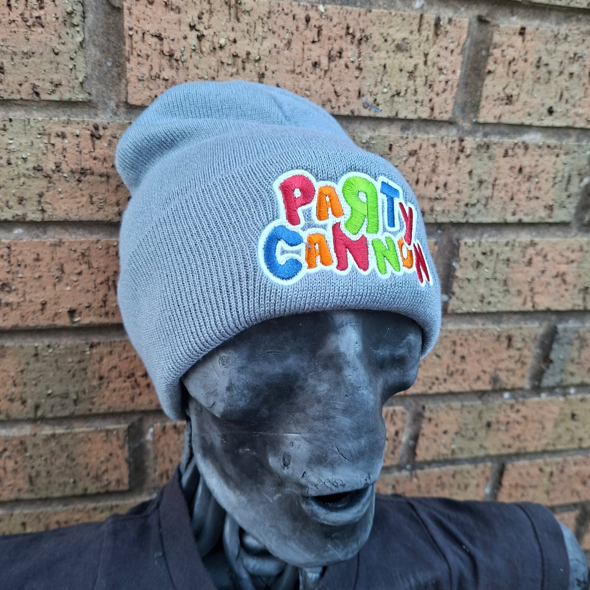 party-cannon-logo-bonnet-beanie-gris-clair-phosphorescent image 6