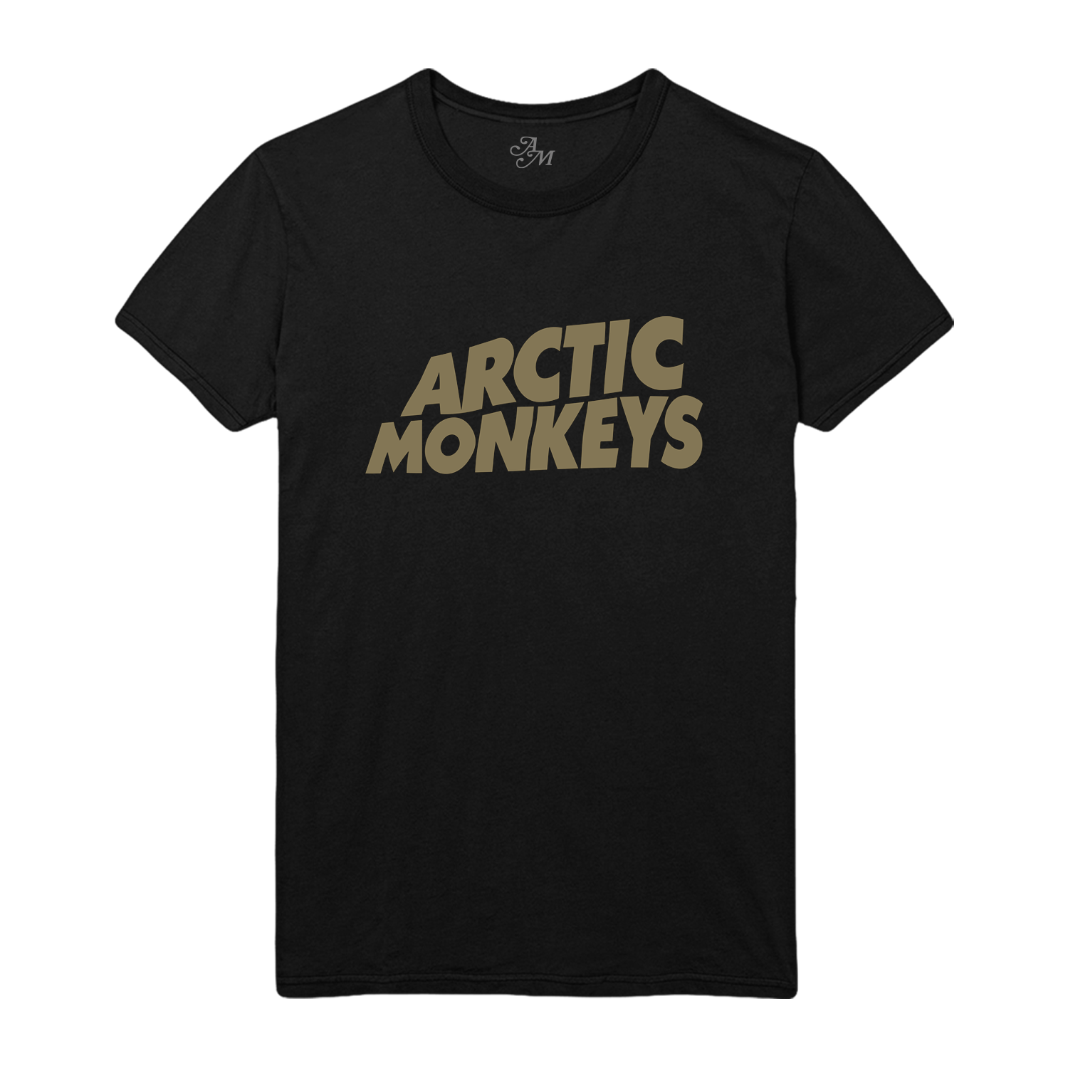 arctic-monkeys-gold-logo-t-shirt-noir-coton-bio image 1