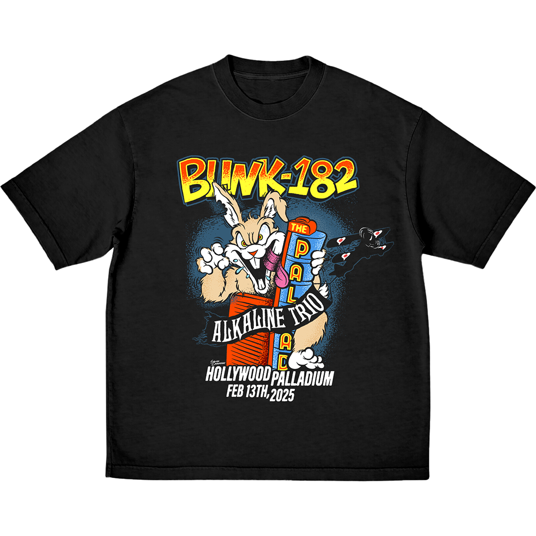 blink-182-la-fire-aid-t-shirt-tee-shirt-noir image 1