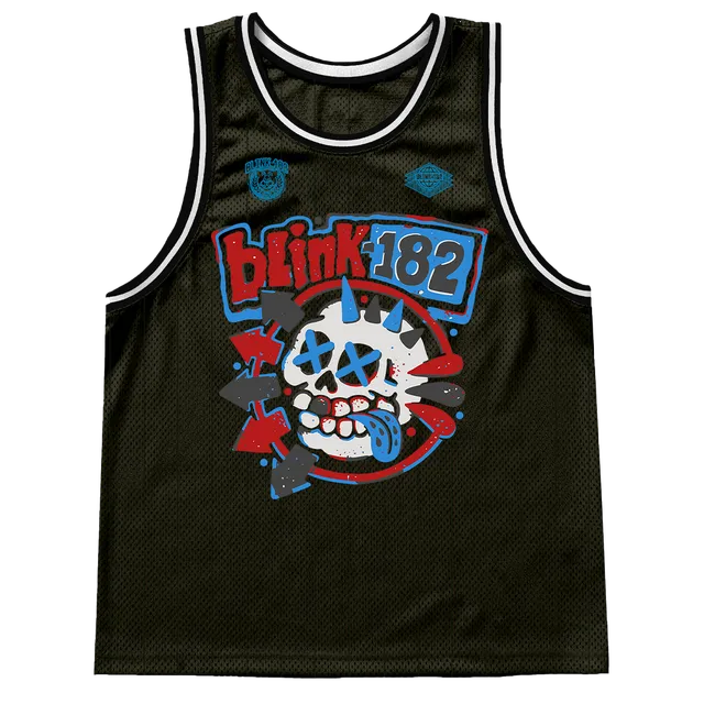 blink-182-skull-jersey-maillot-noir-imprim image 1