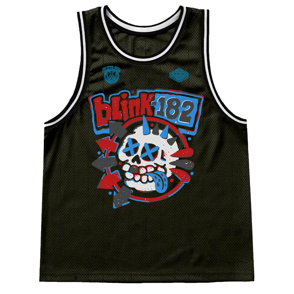 blink-182-skull-jersey-maillot-noir-imprim image 1
