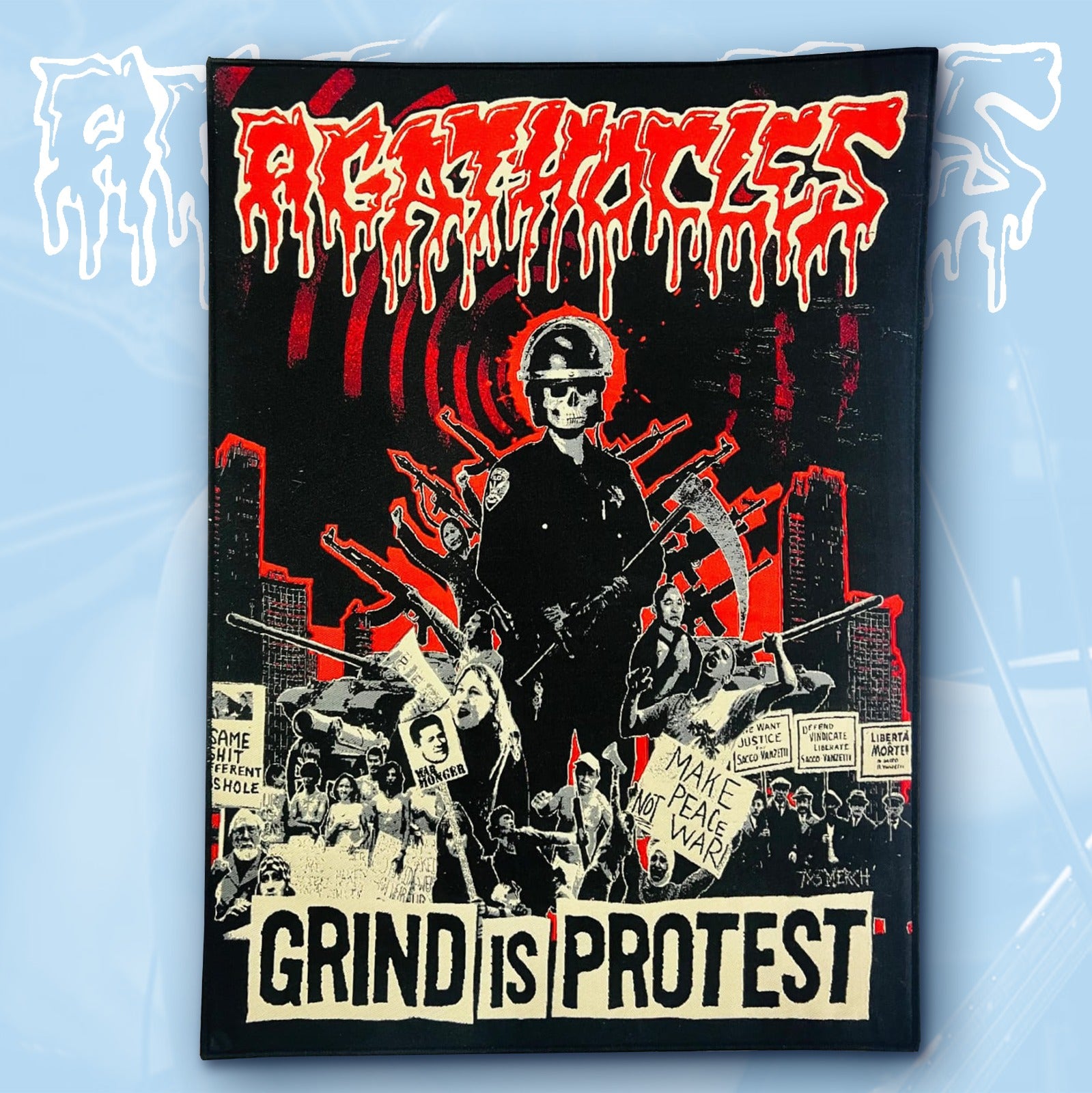 agathocles-grind-is-protest-backpatch-tiss-bordure-noire image 2