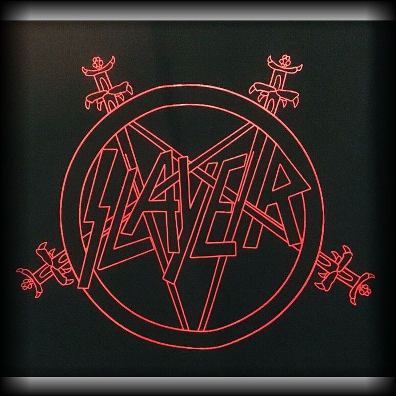 slayer-logo-backpatch-rouge-coudre-denim image 1