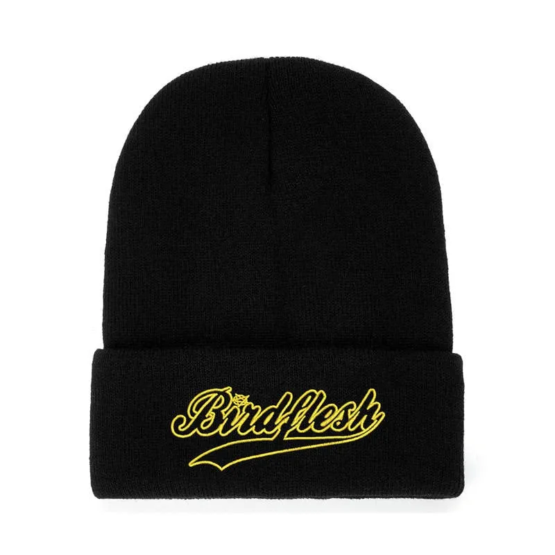 birdflesh-logo-bonnet-beanie-noir-brod-revers image 1