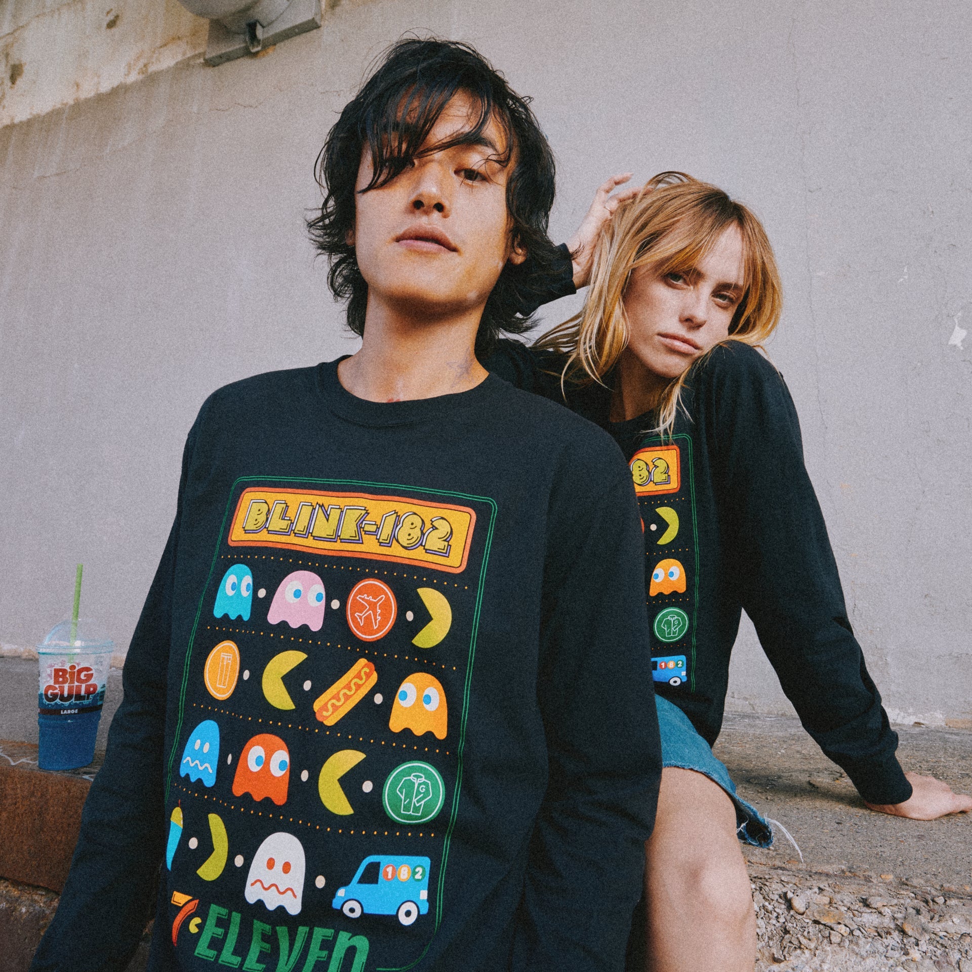 blink-182-pac-man-7-eleven-t-shirt-manche-longue-noir image 2