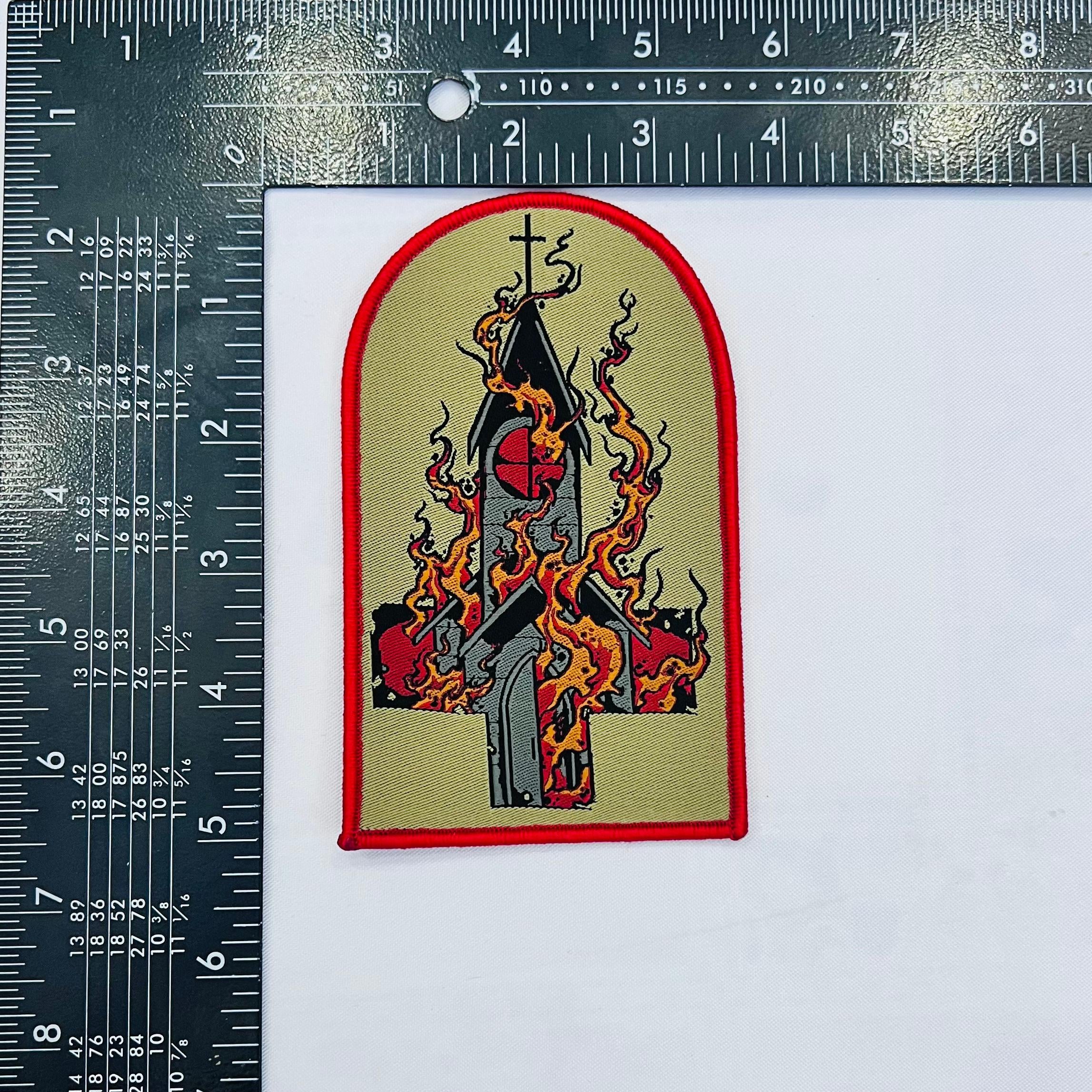 burn-your-local-church-patch-tombe-bordure-noire image 7