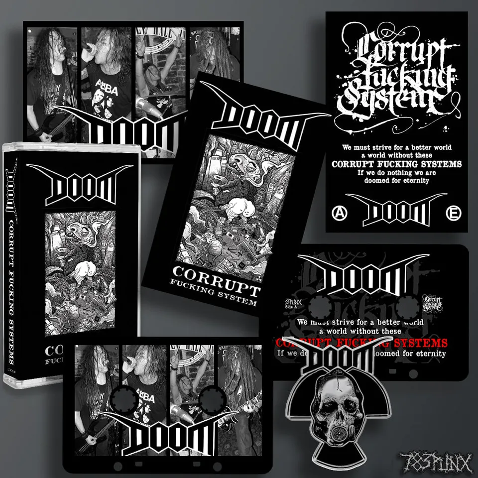 doom-corrupt-fucking-system-cassette-deluxe-pin-stickers image 1
