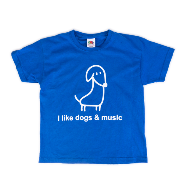 i-like-dogs-music-t-shirt-enfant-bleu-5-6-ans-coton image 1