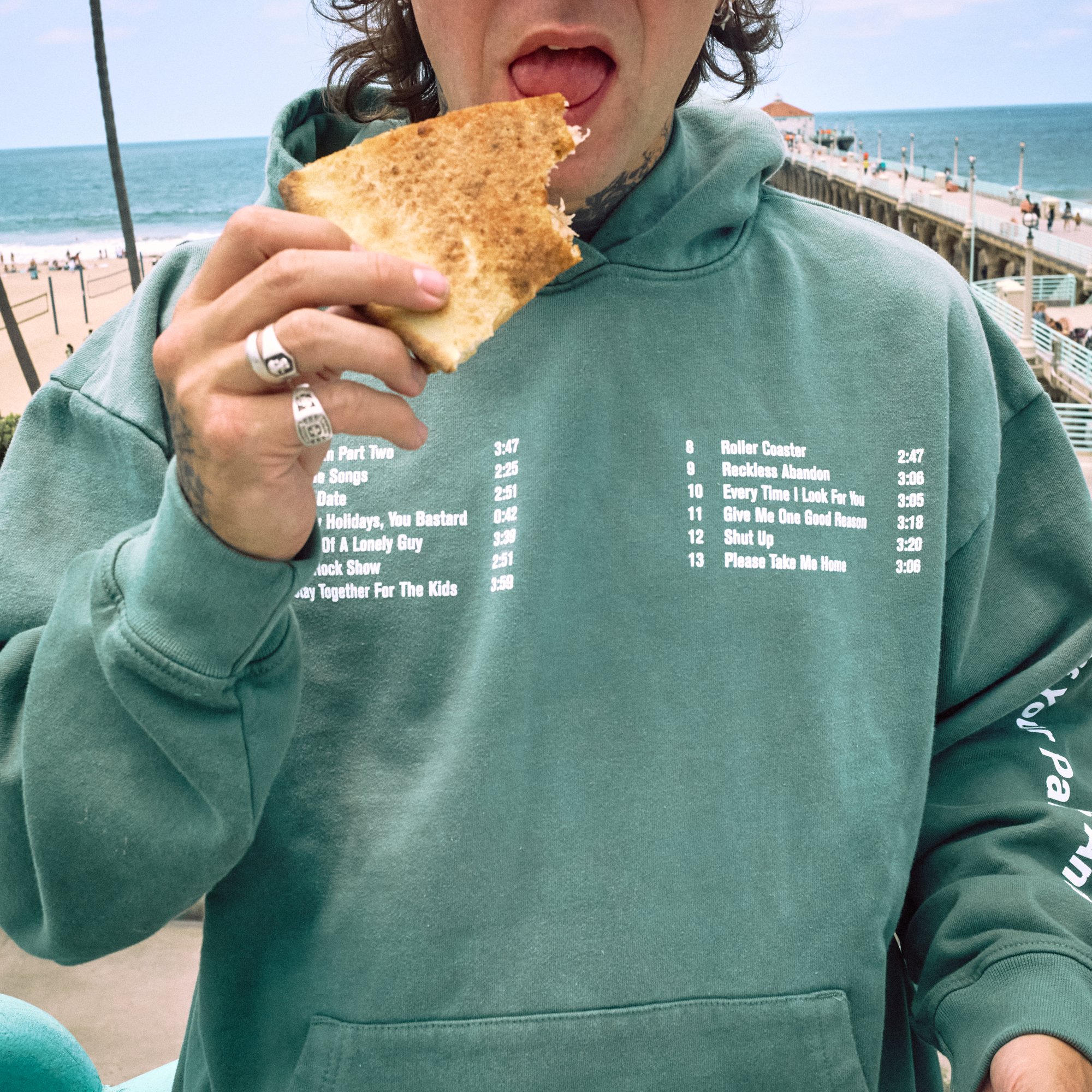 blink-182-pleasures-oval-tracklist-hoodie-vert-taille-l image 3