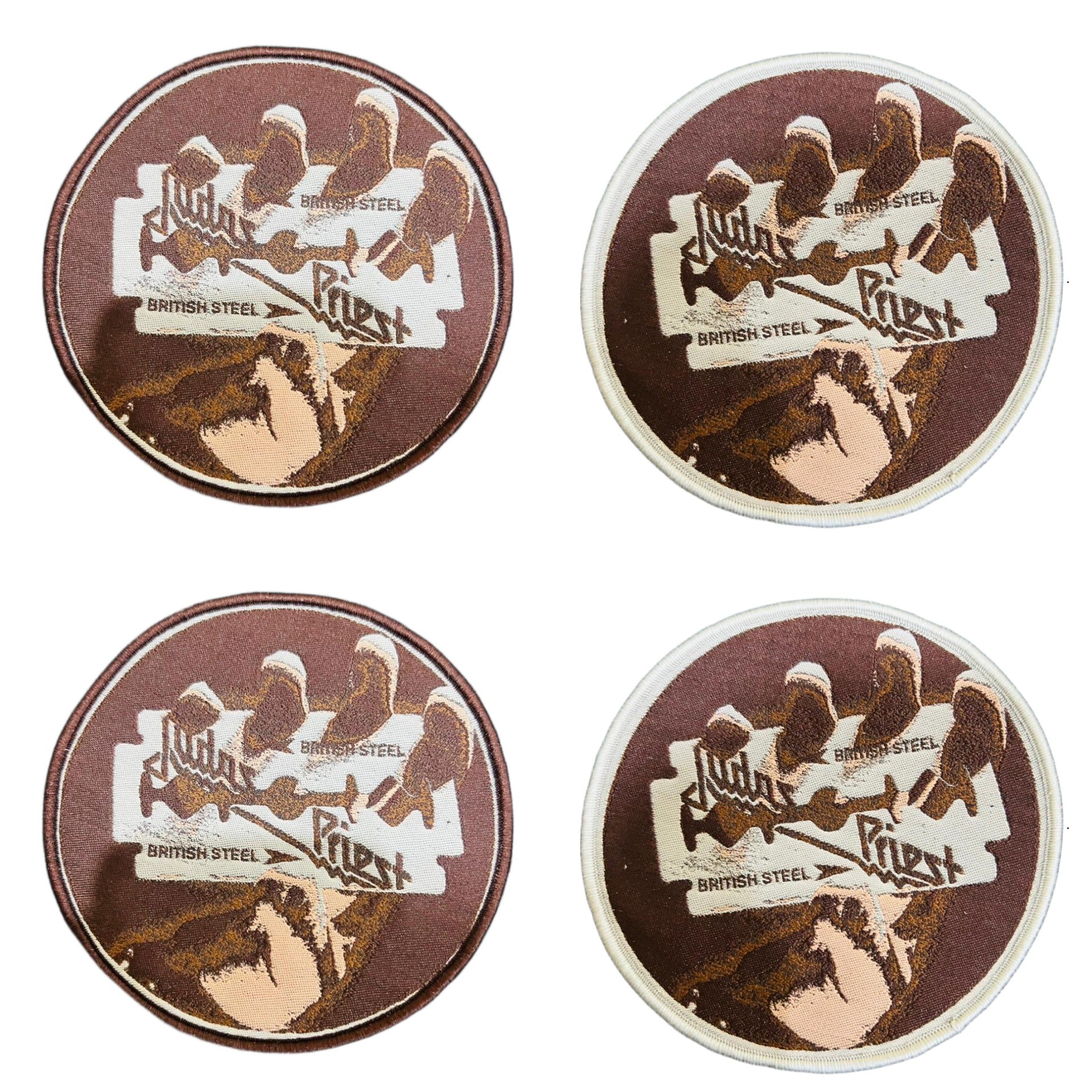 judas-priest-british-steel-patch-tiss-bordure-marron-woven image 1
