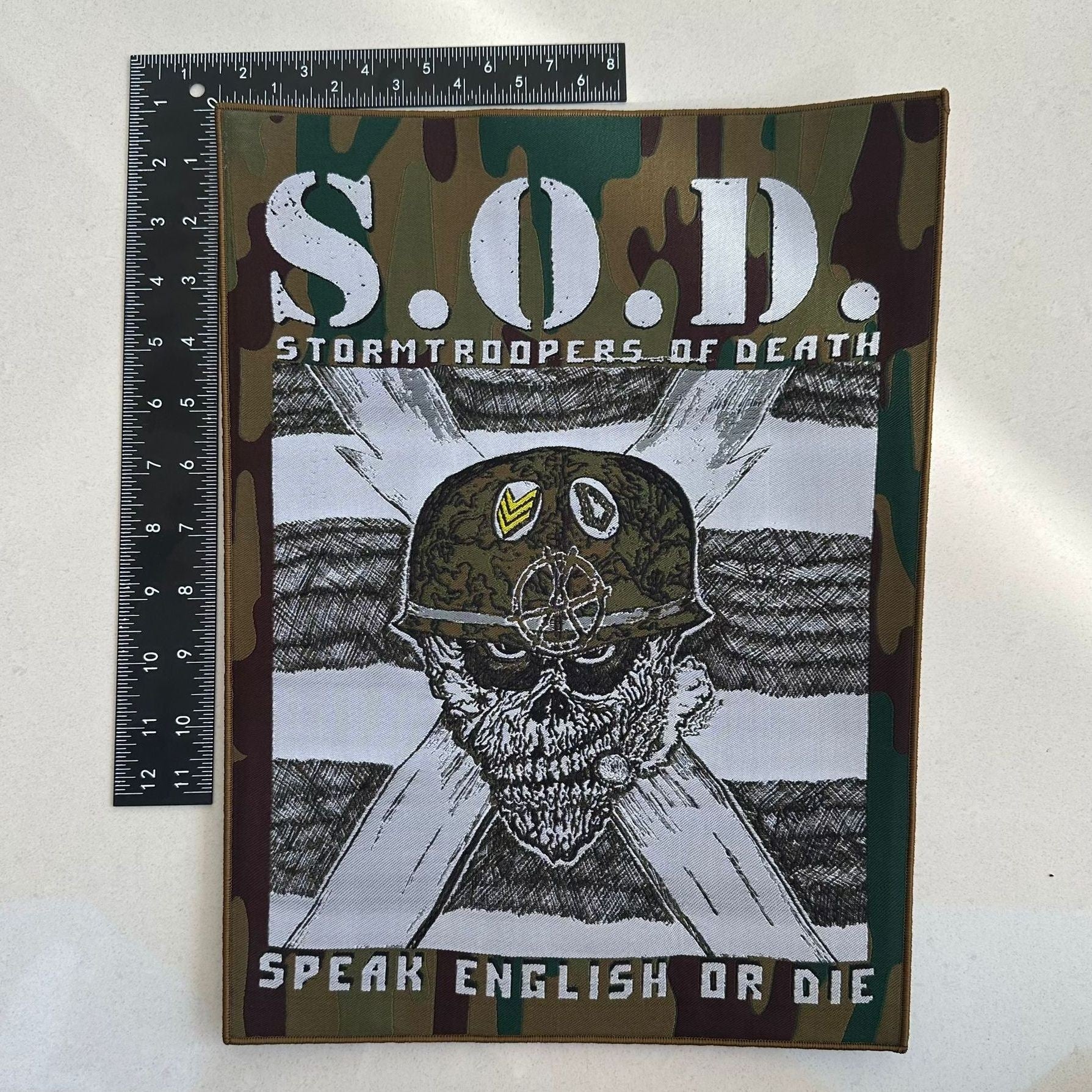 783punx-s-o-d-speak-english-or-die-patch-dos-bordure-verte image 3