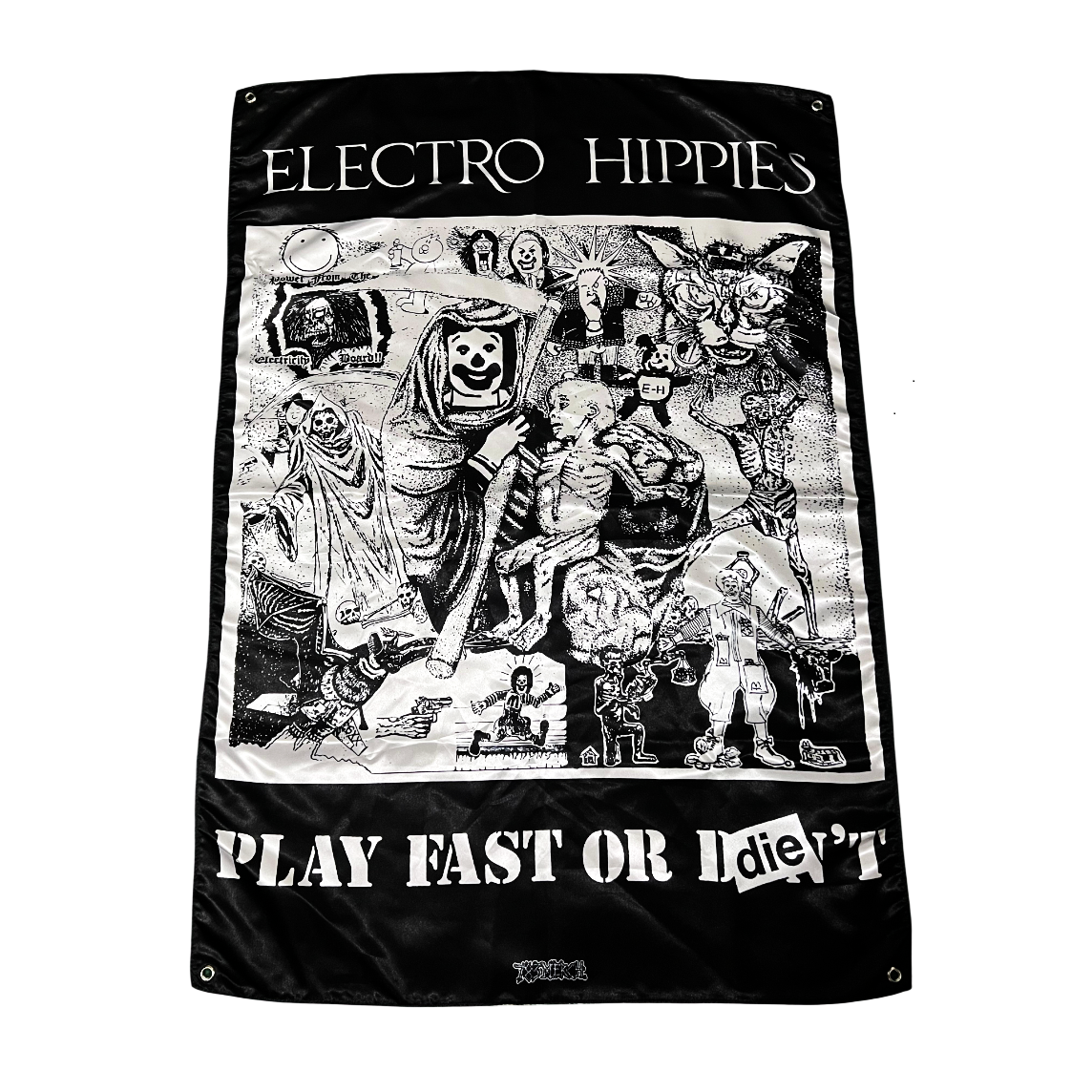 electro-hippies-play-fast-or-die-drapeau-mural-poster-tissu-100x70 image 2