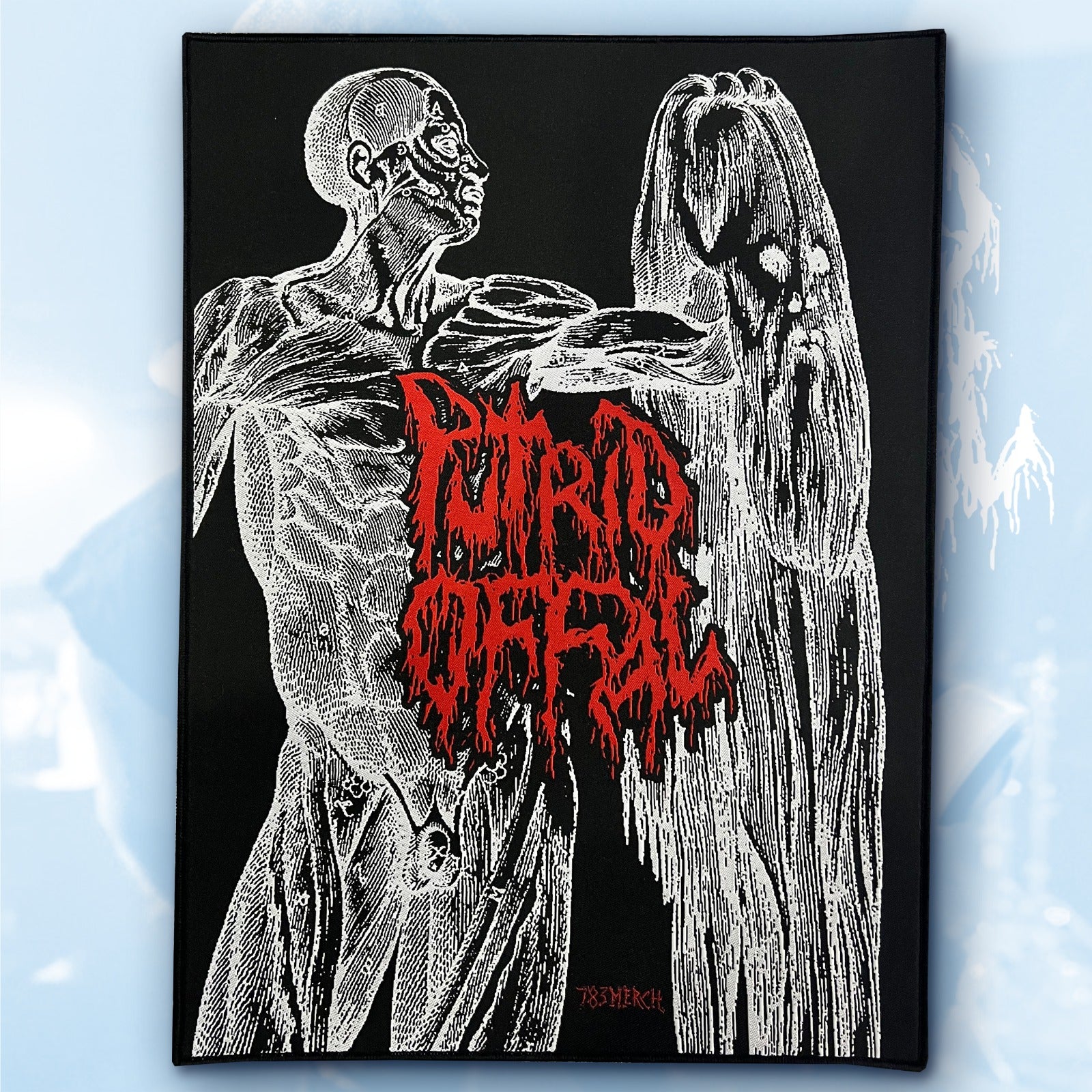 783punx-putrid-offal-skinned-backpatch-tiss-bord-noir-grand-dos image 2