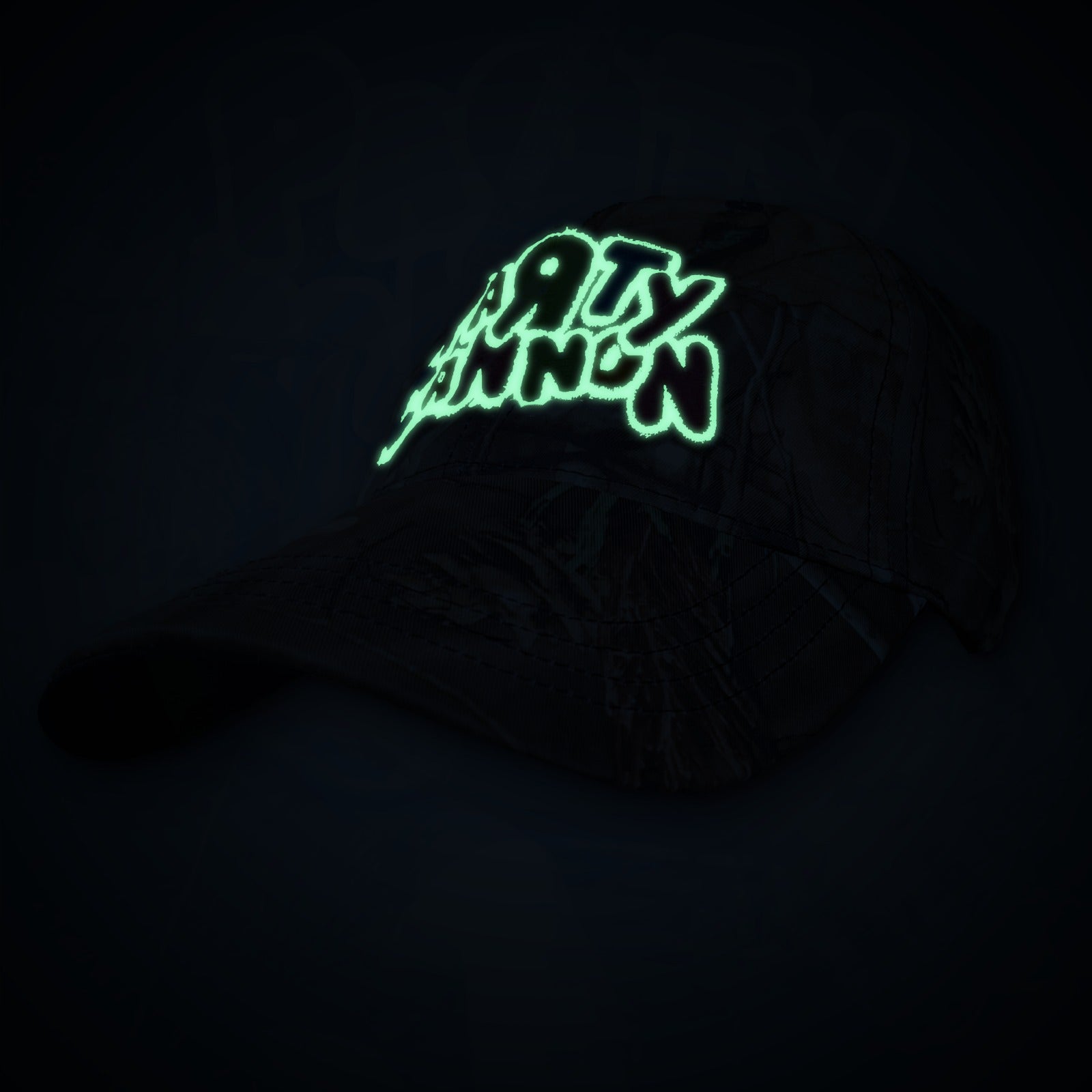 party-cannon-logo-glow-casquette-dad-cap-camo-vert image 2