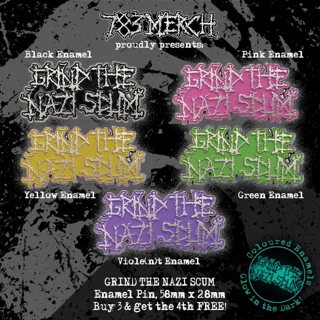 783punx-grind-the-nazi-scum-pin-mail-phosphorescent-noir image 1