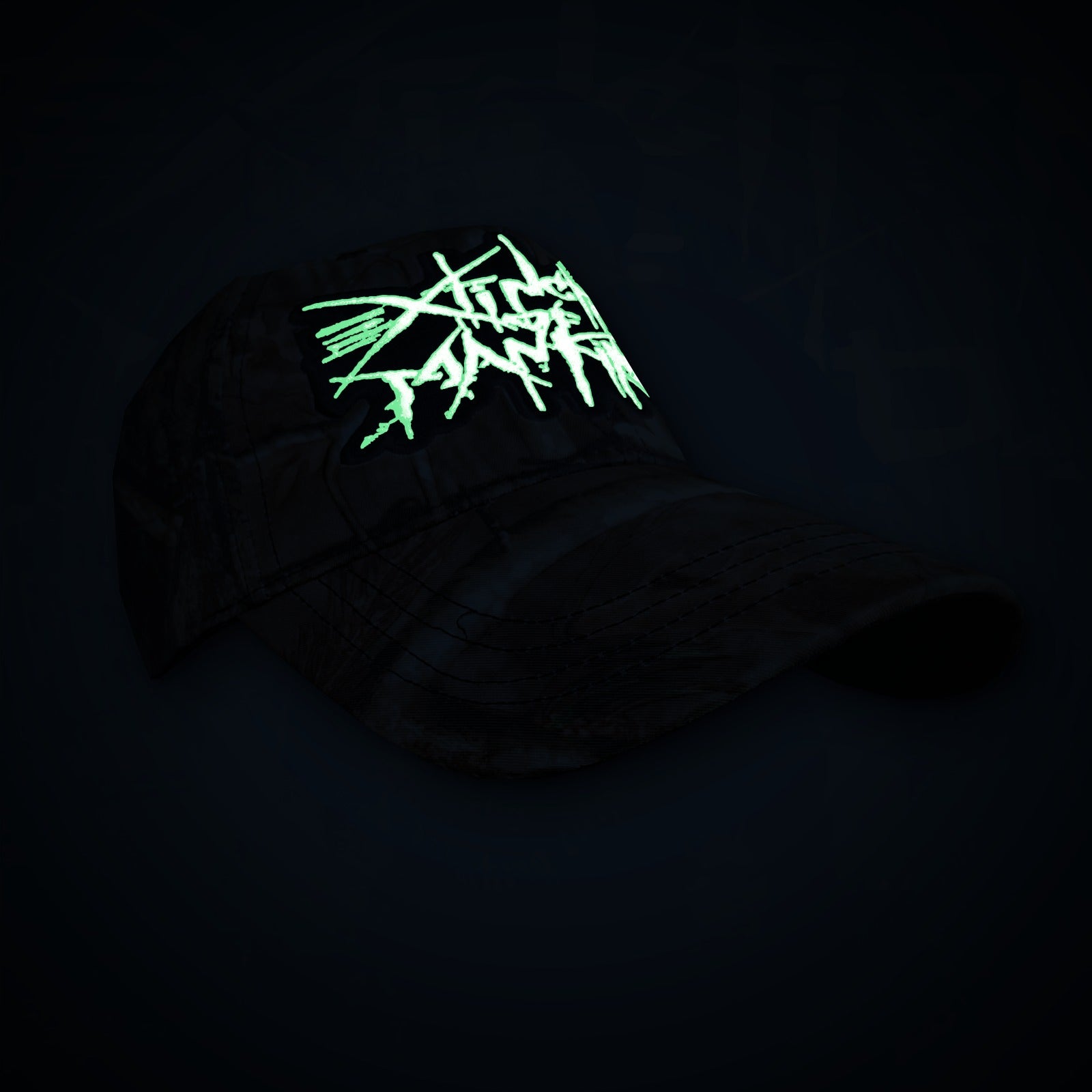 extinction-of-mankind-logo-casquette-baseball-camo-leaf-phosphorescent image 2
