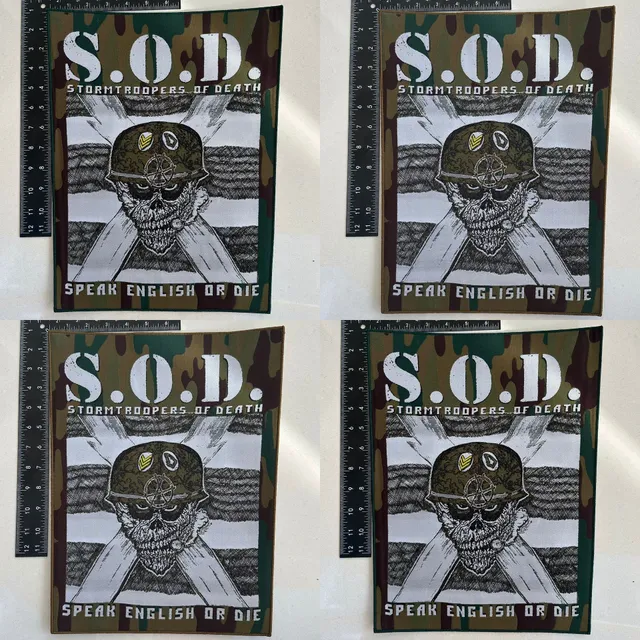783punx-s-o-d-speak-english-or-die-patch-dos-bordure-verte image 1
