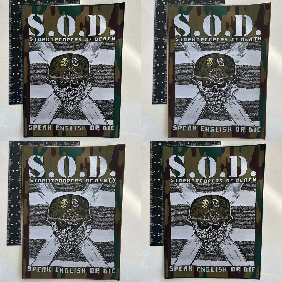 783punx-s-o-d-speak-english-or-die-patch-dos-bordure-verte image 1