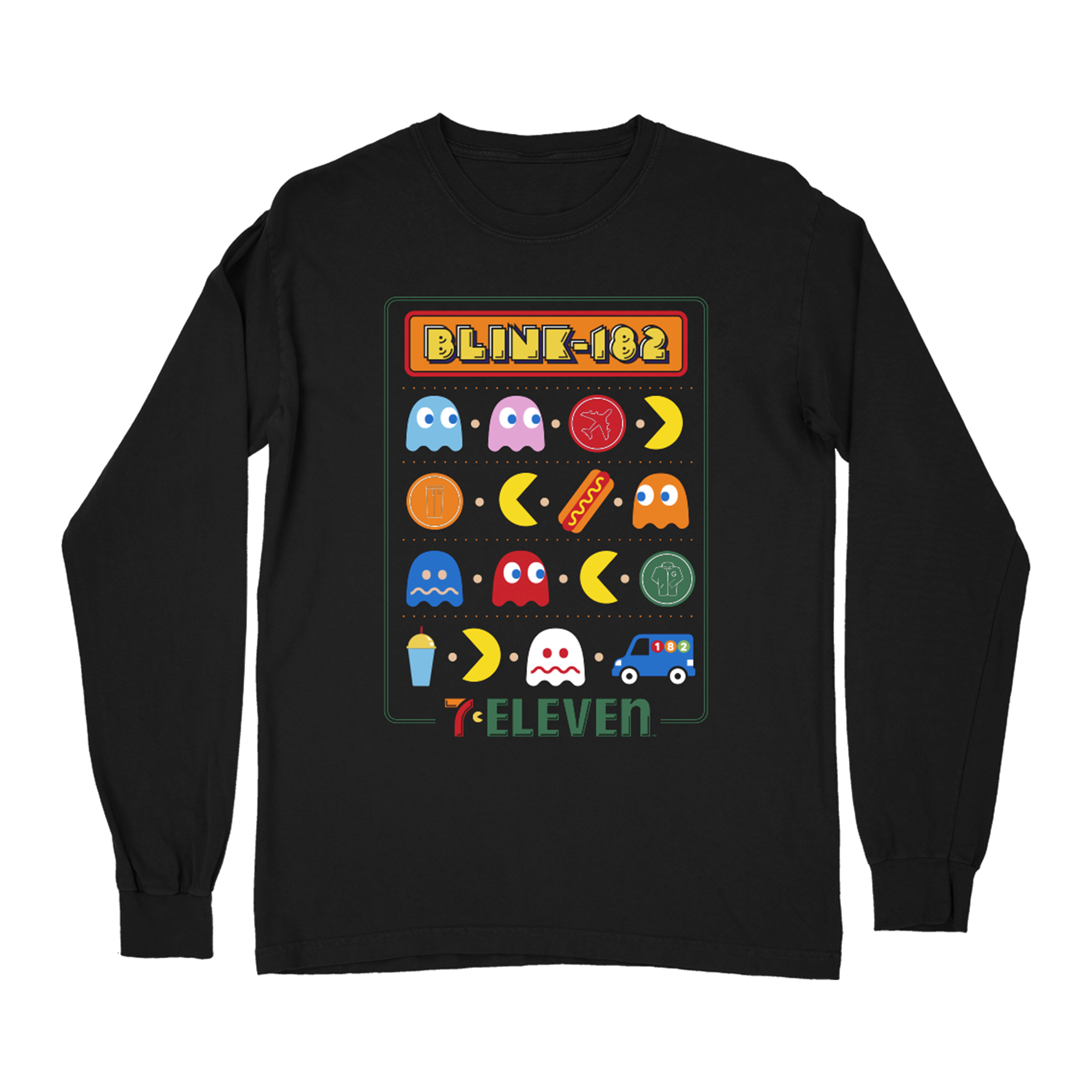 blink-182-pac-man-7-eleven-t-shirt-manche-longue-noir image 1