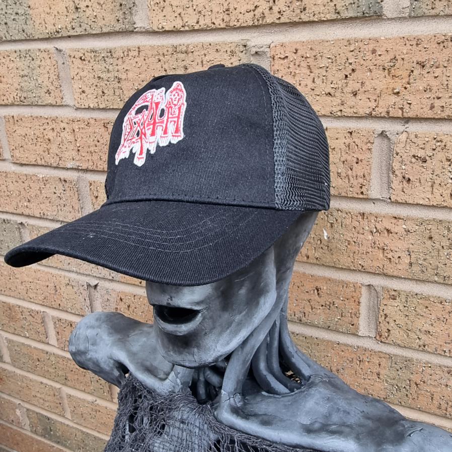 death-logo-casquette-trucker-rouge-phosphorescente image 1