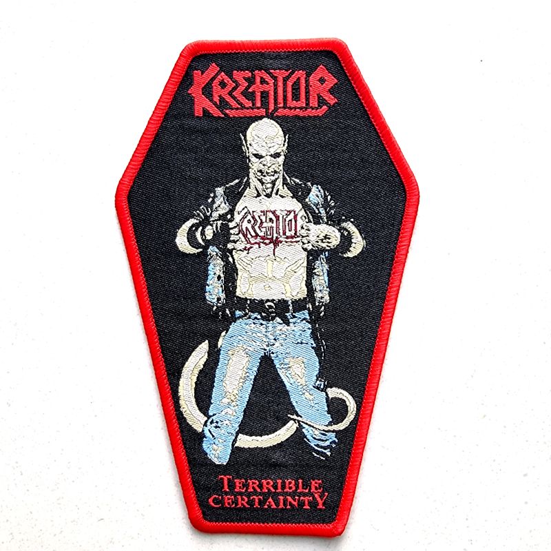 kreator-terrible-certainty-patch-tiss-cercueil-bordure-rouge image 1