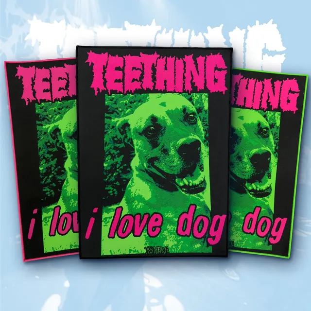783punx-teething-i-love-dog-backpatch-tiss-bord-noir image 1