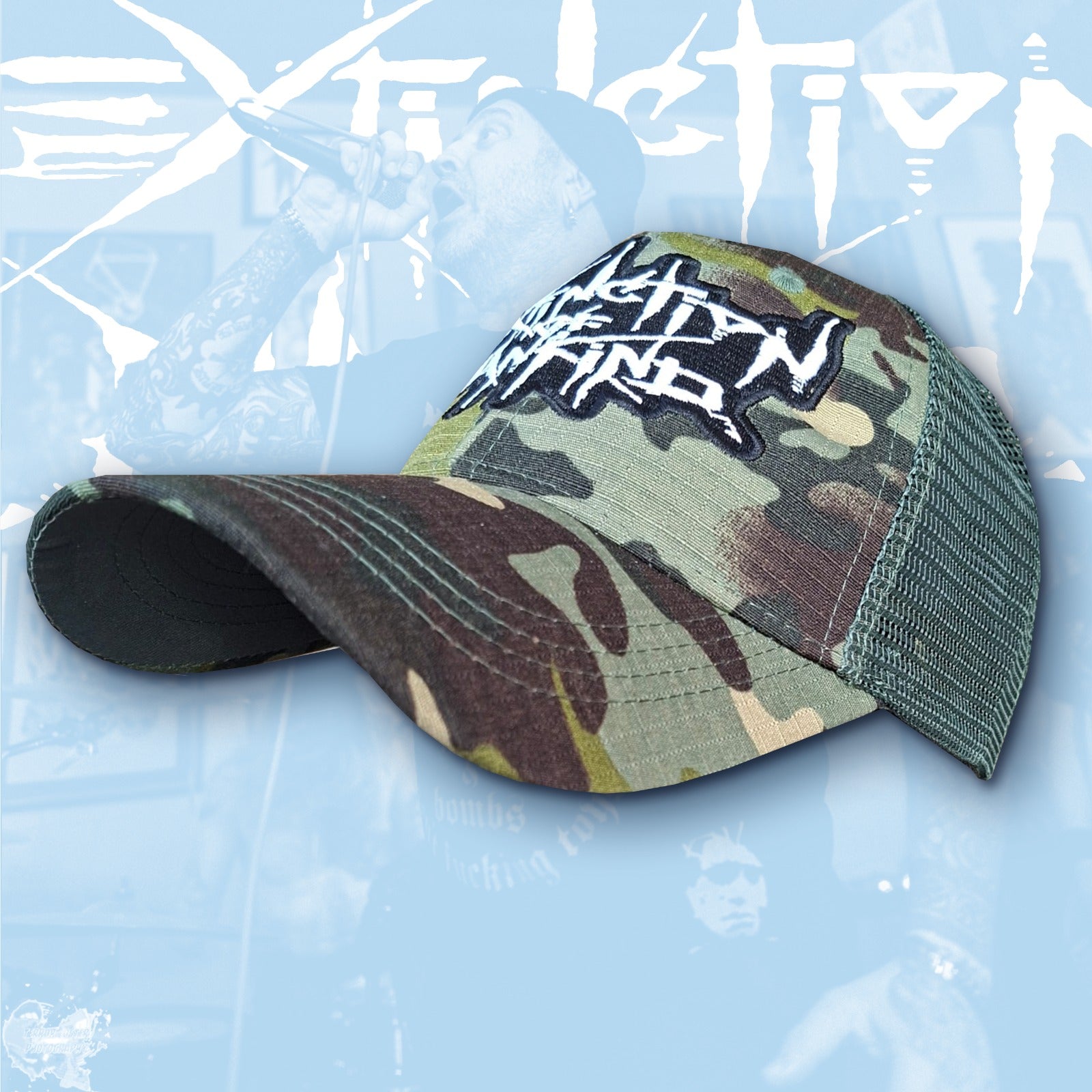 extinction-of-mankind-logo-casquette-trucker-camo image 1