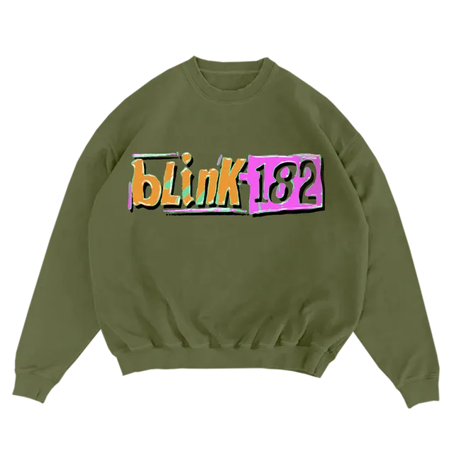 blink-182-logo-green-sweat-crewneck-vert-imprim image 1