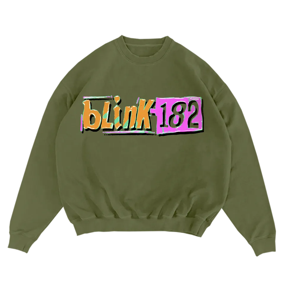 blink-182-logo-green-sweat-crewneck-vert-imprim image 1