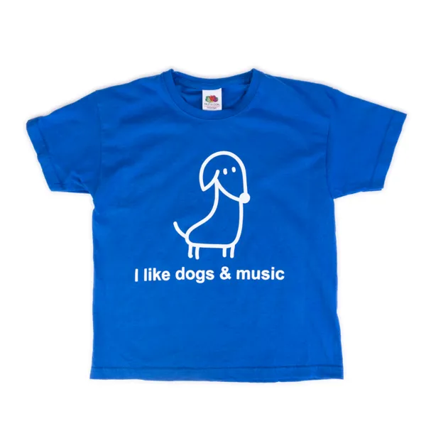 i-like-dogs-music-t-shirt-enfant-bleu-5-6-ans-coton image 1