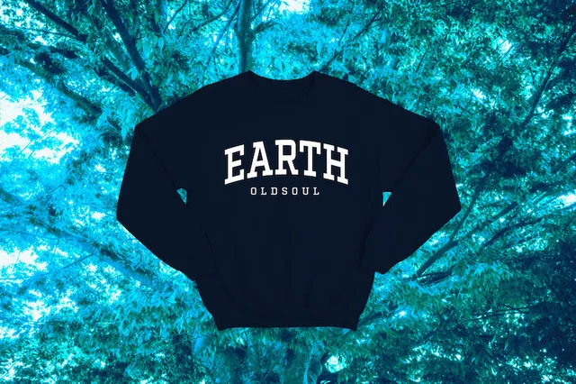 oldsoul-earth-university-sweat-crewneck-bleu-marine-imprim image 1