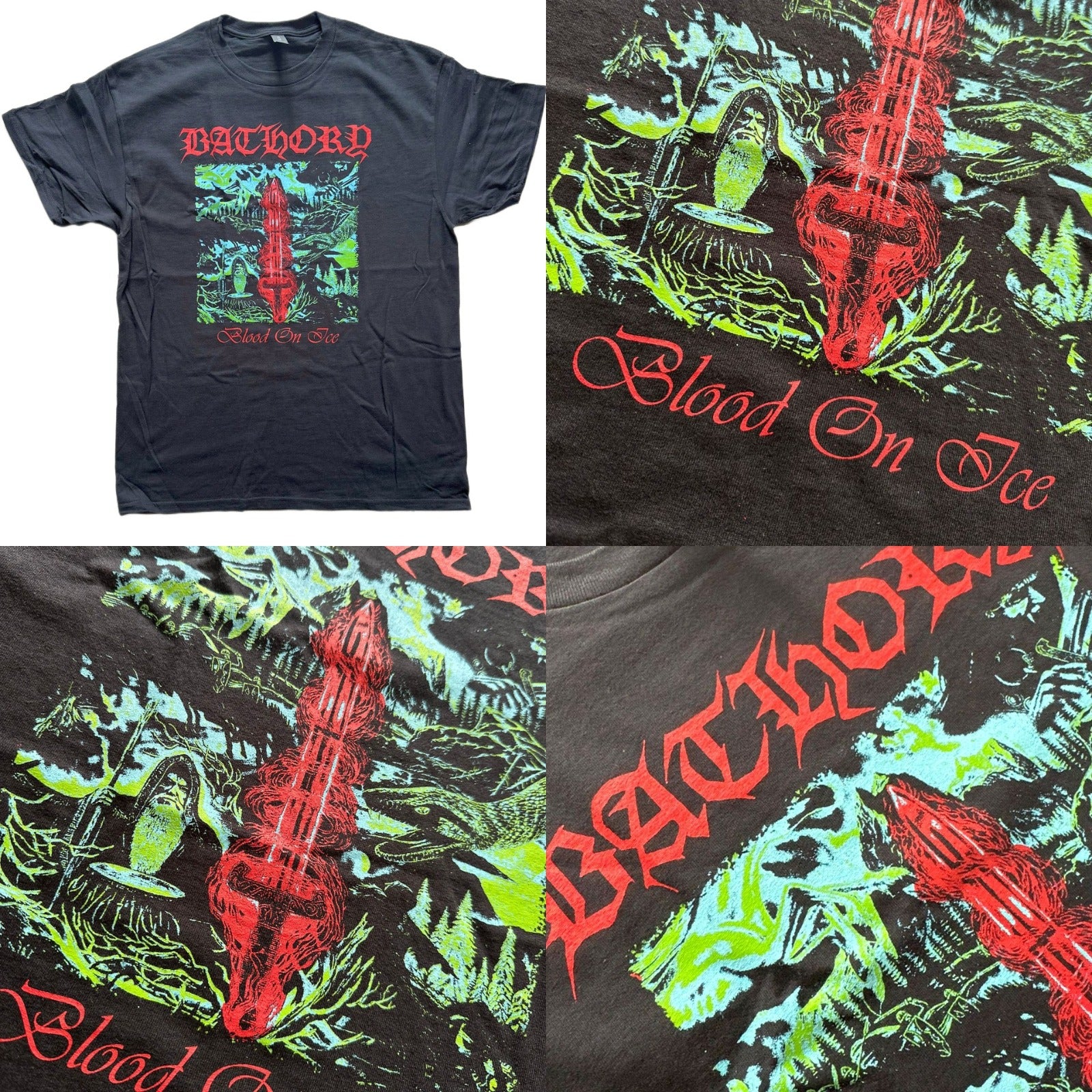 bathory-blood-on-ice-t-shirt-coton-noir-vintage-90s image 2