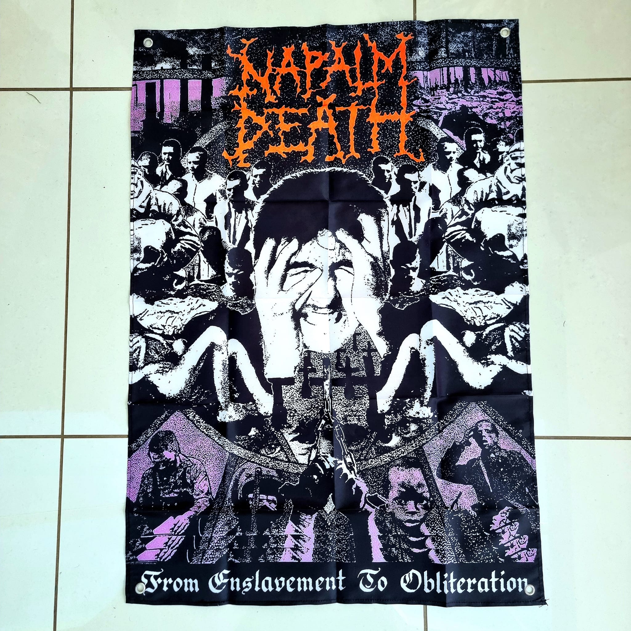 napalm-death-from-enslavement-to-obliteration-drapeau-tissu-100x70 image 1
