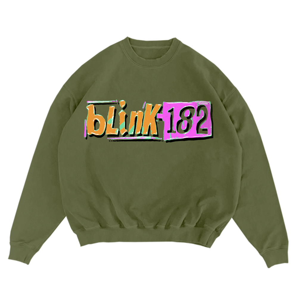 blink-182-logo-green-sweat-crewneck-vert-imprim image 1
