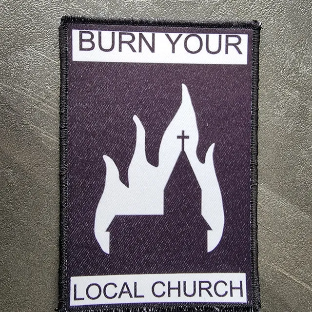 burn-your-local-church-patch-cusson-coudre-noir image 1