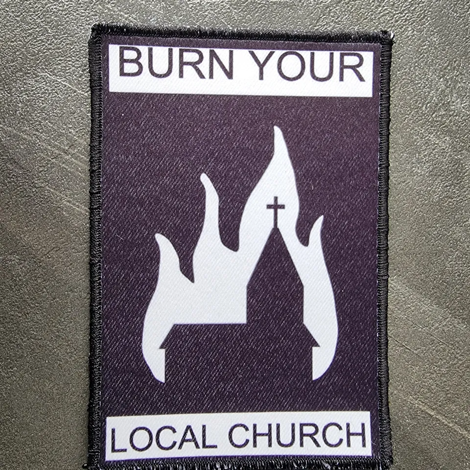 burn-your-local-church-patch-cusson-coudre-noir image 1