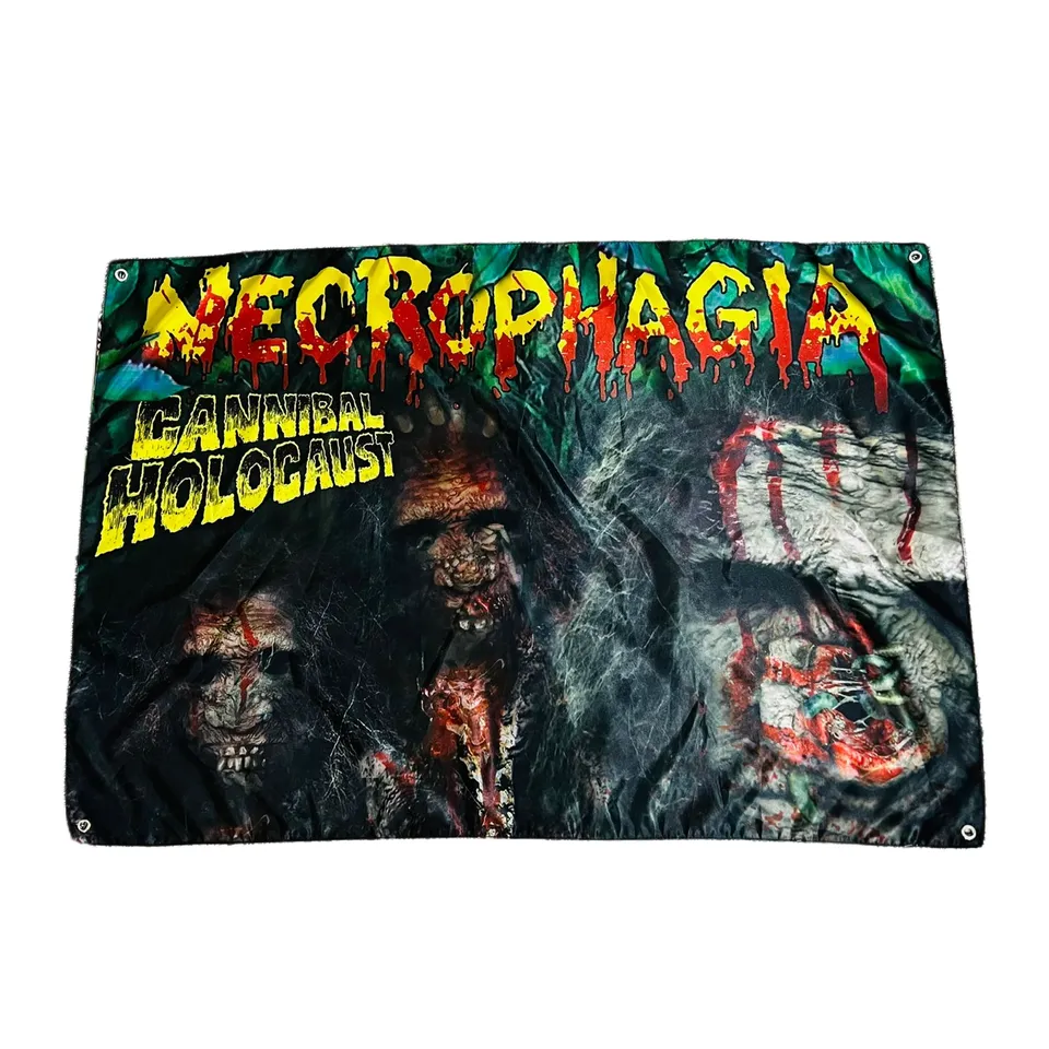 necrophagia-cannibal-holocaust-drapeau-tissu-100x70-cm image 1