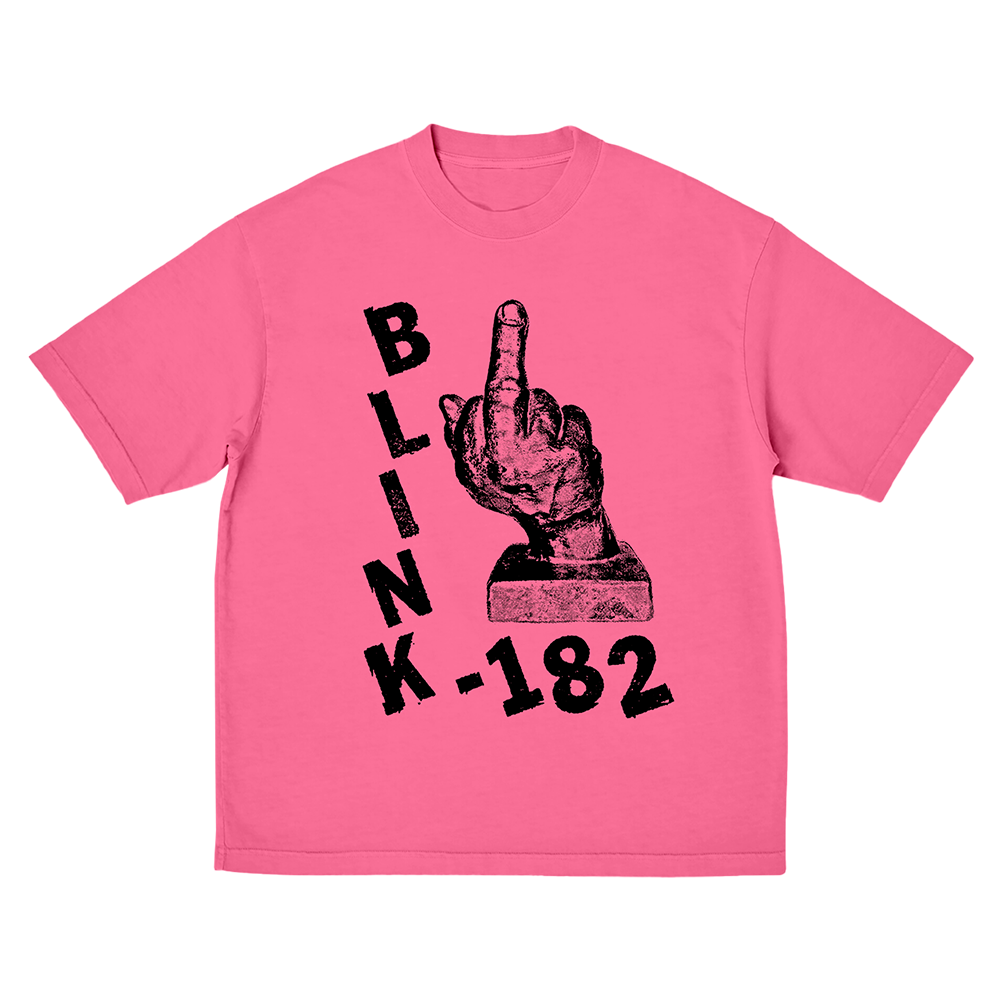 blink-182-pink-middle-finger-t-shirt-rose image 1