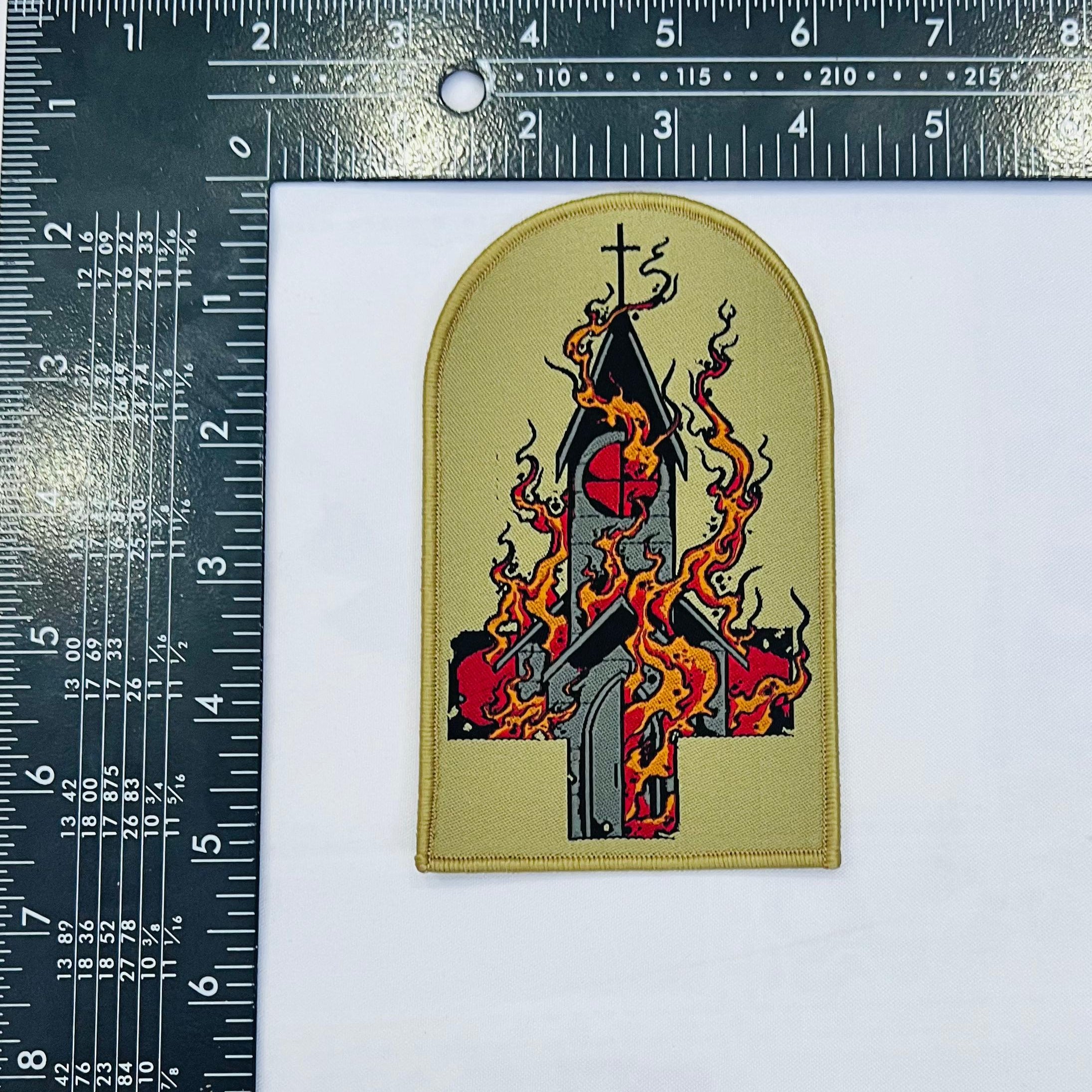 burn-your-local-church-patch-tombe-bordure-noire image 5